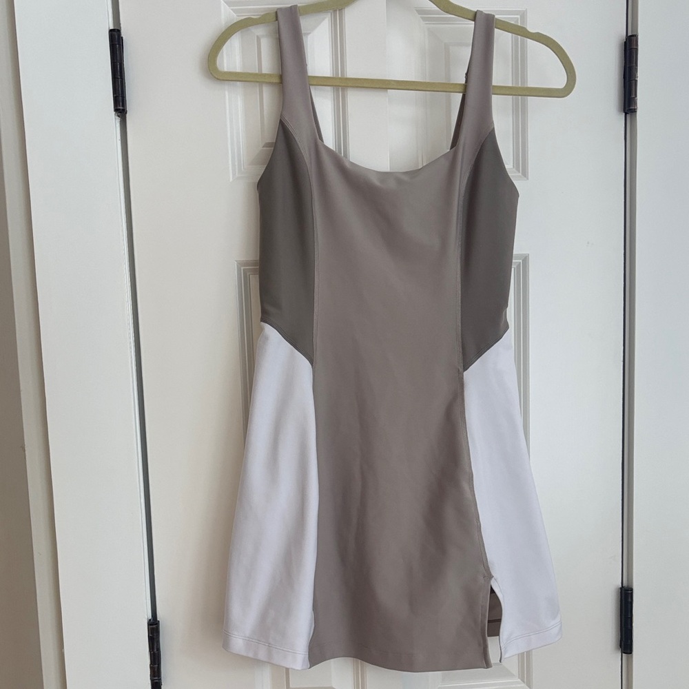 Taupe and White Mini Dress